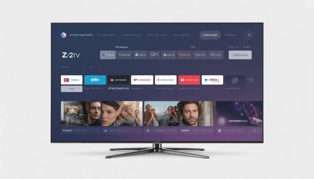 Interface de télévision par internet utilisée via z2u iptv sur smart tv en france