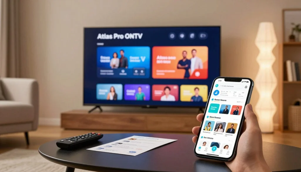 Atlas IPTV interface moderne sur Smart TV en France